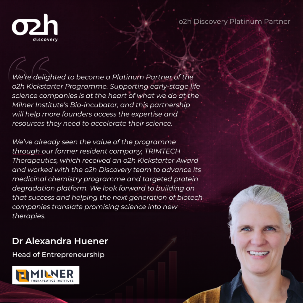 Platinum Partner quote from Dr Alexandra Huener, Head of Entrepreneurship, Milner Therapeutics Institute