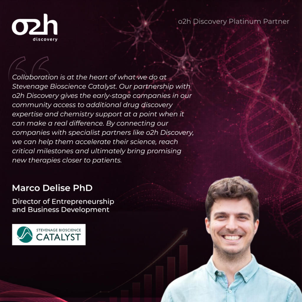Platinum Partner quote from Marco Delise PhD, Director of Entrepreneurship and Business Development, Stevenage Bioscience Catalyst